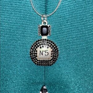 Black and Silver No. 5 Pendant Necklace